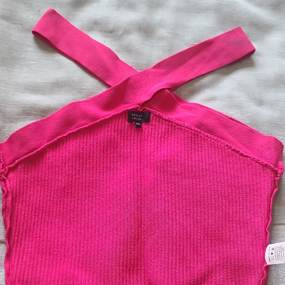 Debut Pink Ribbed Crop Tank Top - Picture 4 of 4
